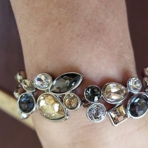 Silvertone toggle bracelet with stones